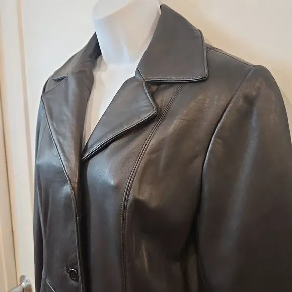 🌹Geniune Leather New York & Company Black Jacket sz S